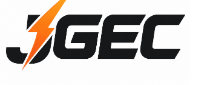 JGEC logo, orange lightning bolt